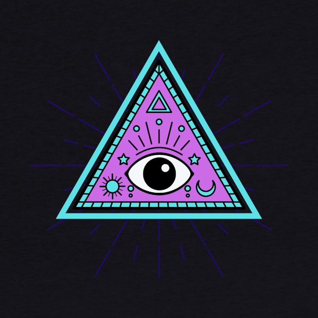 All Seeing eye - light blue with purple by Just In Tee Shirts